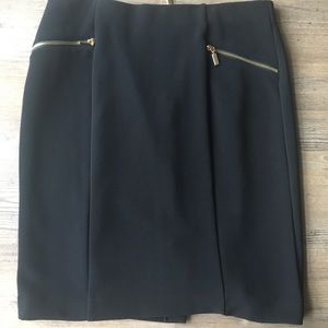 Alfani black pencil skirt with gold toned zippers
